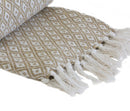 Casablanca - Scandi Woven Recycled Cotton Chair Sofa Setee Bed Throw Over Blanket in Taupe