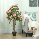 HOMCOM Set of 2 Decorative Artificial Plants Rose Trees in Pot, Pink