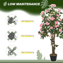 HOMCOM Set of 2 Decorative Artificial Plants Rose Trees in Pot, Pink