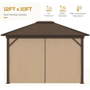 Outsunny Hardtop Gazebo with Curtains 3.6 x 3m - Brown