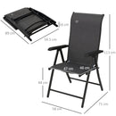 Outsunny Set of 4 Outdoor Rattan Folding Chair w/ Adjustable Backrest Grey
