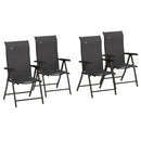Outsunny Set of 4 Outdoor Rattan Folding Chair w/ Adjustable Backrest Grey