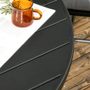 Outsunny Garden Table with Parasol Hole for Four, Slatted Metal Top, Black