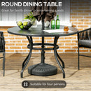 Outsunny Garden Table with Parasol Hole for Four, Slatted Metal Top, Black