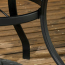 Outsunny Garden Table with Parasol Hole for Four, Slatted Metal Top, Black