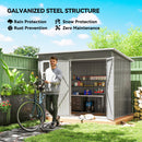 Outsunny 8.5 x 6ft Galvanised Steel Garden Shed with Foundation Kit, Grey
