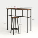 HOMCOM 6-Piece Industrial Bar Table Set, 2 Kitchen Tables with 4 Stools, Brown