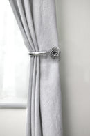 Cut Glass - Pair of Holdaback Tiebacks with End Finials in Chrome