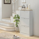 HOMCOM Narrow Shoe Cabinet with 3 Flip Drawers for 18 Pairs of Shoes White