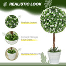 HOMCOM Set of 2 Artificial Plants with Rose Flower in Pot, 60cm