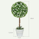 HOMCOM Set of 2 Artificial Plants with Rose Flower in Pot, 60cm