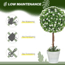HOMCOM Set of 2 Artificial Plants with Rose Flower in Pot, 60cm