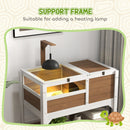 PawHut Wooden Tortoise House w/ Run, Shelter, Shelf, Lamp Holder - Brown