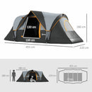 Outsunny Outdoor  Camping Tent For 5-6 W/ Bag, Fibreglass & Steel Frame