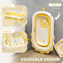 AIYAPLAY Foldable Baby Bath Tub Set with Bath Cushion, Wash Basin, Yellow