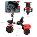 AIYAPLAY Kids Red Trike For 2 To 5 Years With Adjustable Seat, Baskets