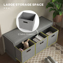 HOMCOM Shoe Bench with Seat, Shoe Storage Bench with Fabric Drawers, Grey