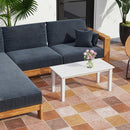 Outsunny HDPE Rectangle Garden Coffee Table, Slatted Outdoor Table, White