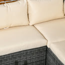 Outsunny 3Pcs Rattan Corner Sofa Set Coffee Table Garden Furniture  w/ Cushion