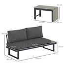 Outsunny 4 Seater L Shaped Aluminium Garden Furniture Set with Coffee Table