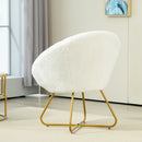HOMCOM Faux Fur Comfy Chair with Golden Metal Legs, Non-Slip Footpad, White