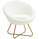 HOMCOM Faux Fur Comfy Chair with Golden Metal Legs, Non-Slip Footpad, White