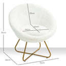 HOMCOM Faux Fur Comfy Chair with Golden Metal Legs, Non-Slip Footpad, White