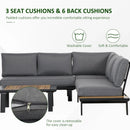 Outsunny Garden Corner Sofa with Table and Side Tables - Black