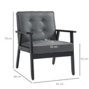 HOMCOM Accent Chair PU Leather Armchair with Armrests for Living Room Grey