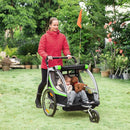 HOMCOM Child Bike Trailer 2 In 1 Baby Stroller = Green