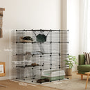 PawHut DIY 4 Tier Cat Cage Indoor with Hammock, Ramps, Doors, for 1-3 Cats