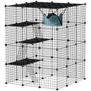 PawHut DIY 4 Tier Cat Cage Indoor with Hammock, Ramps, Doors, for 1-3 Cats