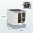 PawHut Cat Litter Box, Hooded Cat Litter Tray with Lid, Scoop, Grey
