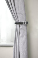 Diamante - Pair of Holdaback Tiebacks with End Finials in Matt Black