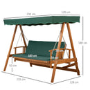 Outsunny Wooden Garden Swing Seat 3 Seater
