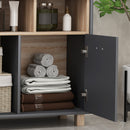 HOMCOM Bathroom Storage Cabinet With Open Compartments And Double Doors