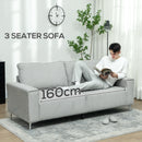 HOMCOM 193cm Upholstered Corduroy Settee with Spring Cushion, Light Grey