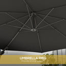 Outsunny Sun Parasol with Vent, Wall Umbrella for Patio, Garden, Pool, Grey