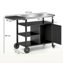 Outsunny Stainless Steel Outdoor BBQ Trolley with Folding Side table, Black