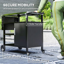 Outsunny Stainless Steel Outdoor BBQ Trolley with Folding Side table, Black