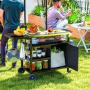 Outsunny Stainless Steel Outdoor BBQ Trolley with Folding Side table, Black