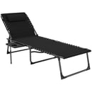 Outsunny Folding Sun Lounger with 5-Level Reclining Back, Side Table
