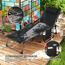 Outsunny Folding Sun Lounger with 5-Level Reclining Back, Side Table