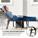 Outsunny Folding Sun Lounger with 5-Level Reclining Back, Side Table