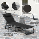 Outsunny Folding Sun Lounger with 5-Level Reclining Back, Side Table