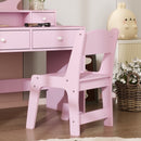 AIYAPLAY Kids Dressing Table Set w/ Stool, Mirror, Drawers - Pink
