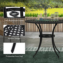 Outsunny Garden Table with Parasol Hole for 2-4, Cast Aluminium Frame - Black