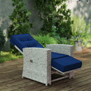 Outsunny 4 Piece Rattan Garden Furniture Set with Sofa, Glass Table, Blue