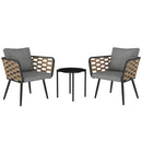 Outsunny 3 Pieces Rattan Bistro Set, Wicker Garden Furniture Set w/ Cushions