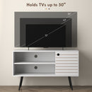 HOMCOM TV Unit For 50 Inch TVs With 2 Open Shelves, Door And 2 Cable Holes, White